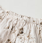 Linen Breezy Campanula Print Easy Gather Kushukushu Skirt