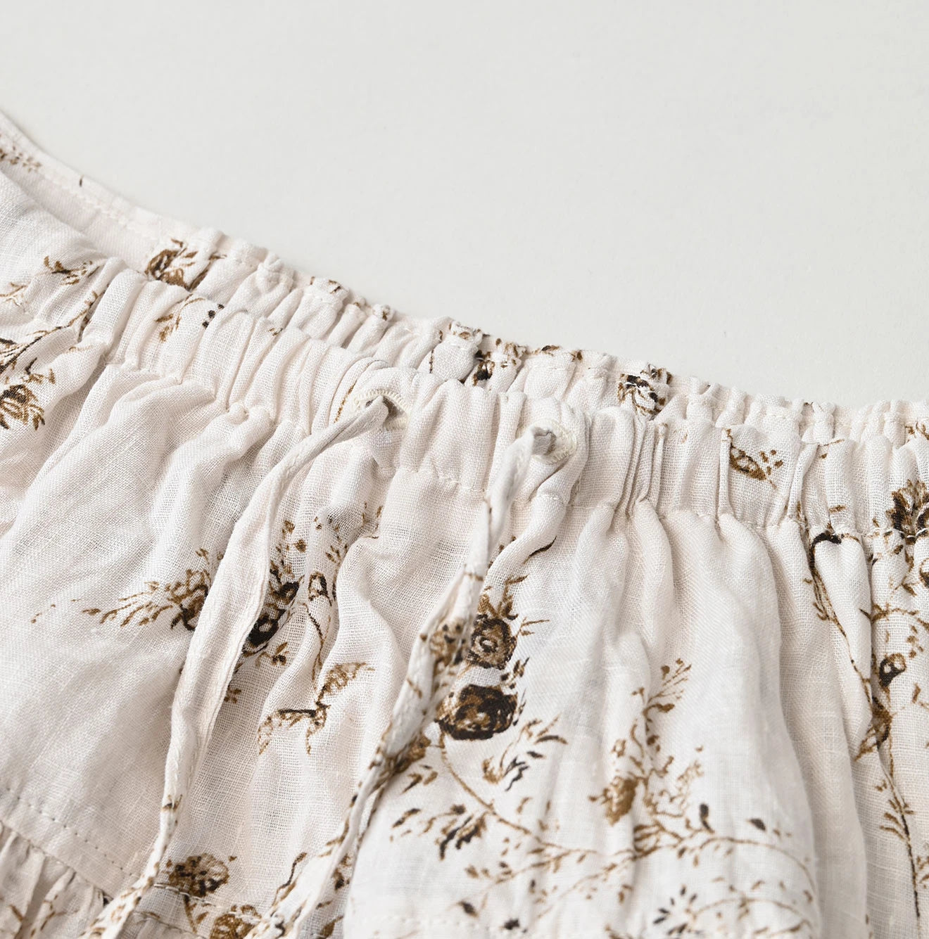 Linen Breezy Campanula Print Easy Gather Kushukushu Skirt