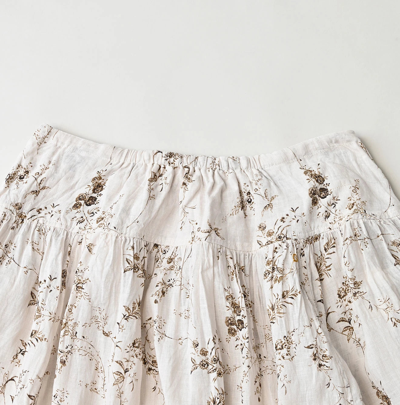 Linen Breezy Campanula Print Easy Gather Kushukushu Skirt