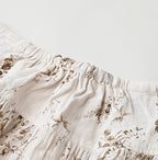 Linen Breezy Campanula Print Easy Gather Kushukushu Skirt