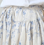 Linen Breezy Campanula Print Easy Gather Kushukushu Skirt