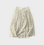 Gauze Polka Dots Print Tuck Wrap Skirt
