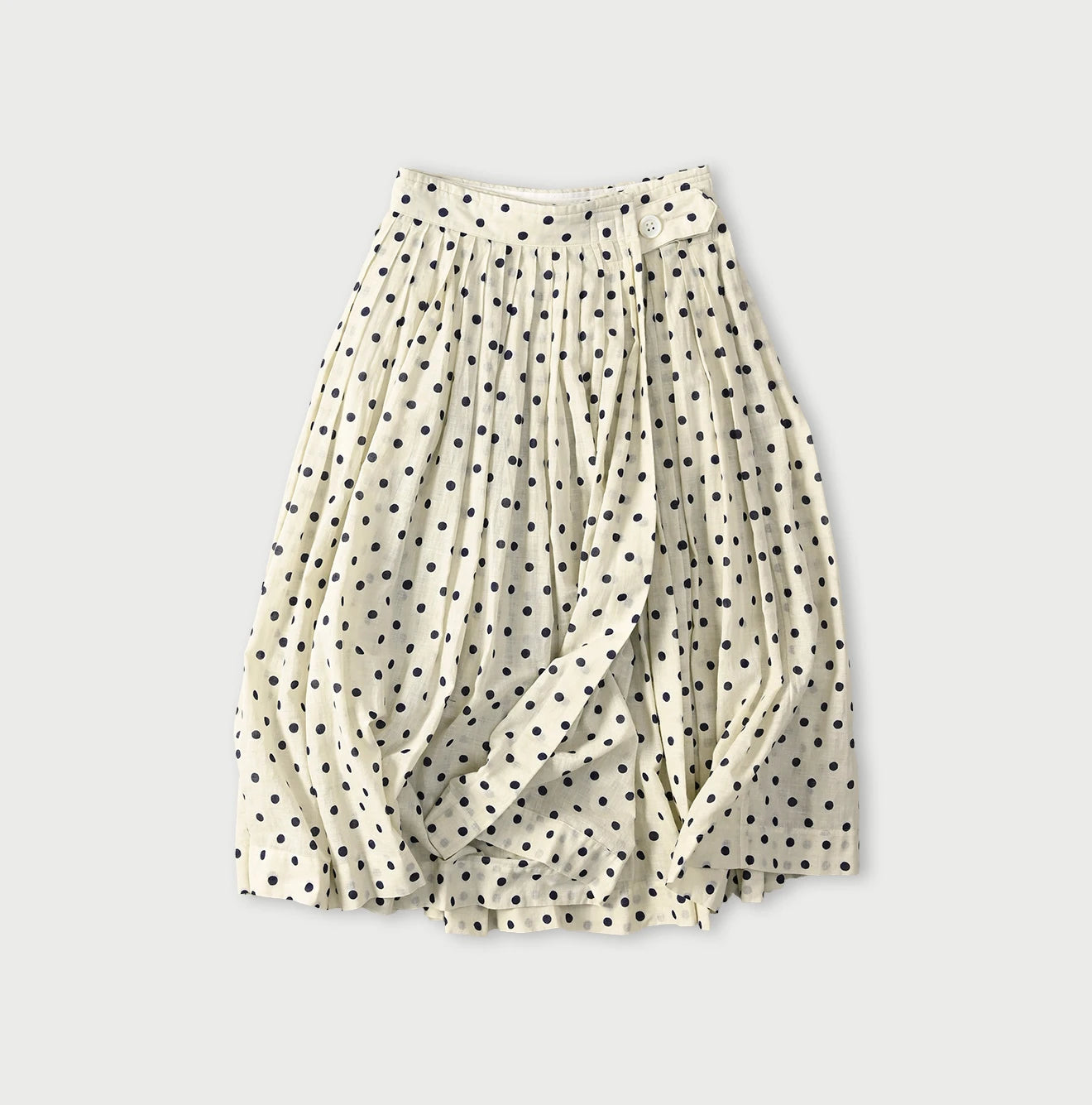 Gauze Polka Dots Print Tuck Wrap Skirt