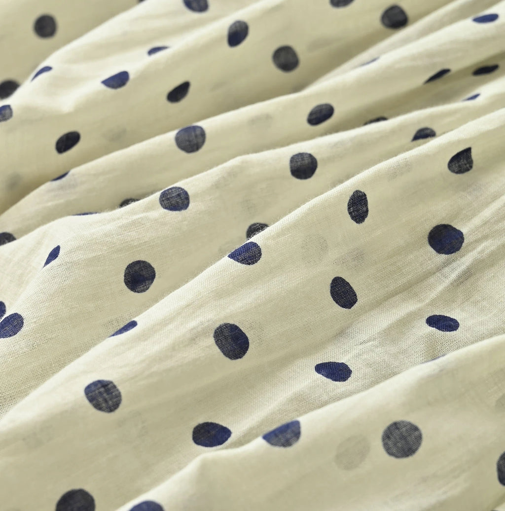 Gauze Polka Dots Print Tuck Wrap Skirt