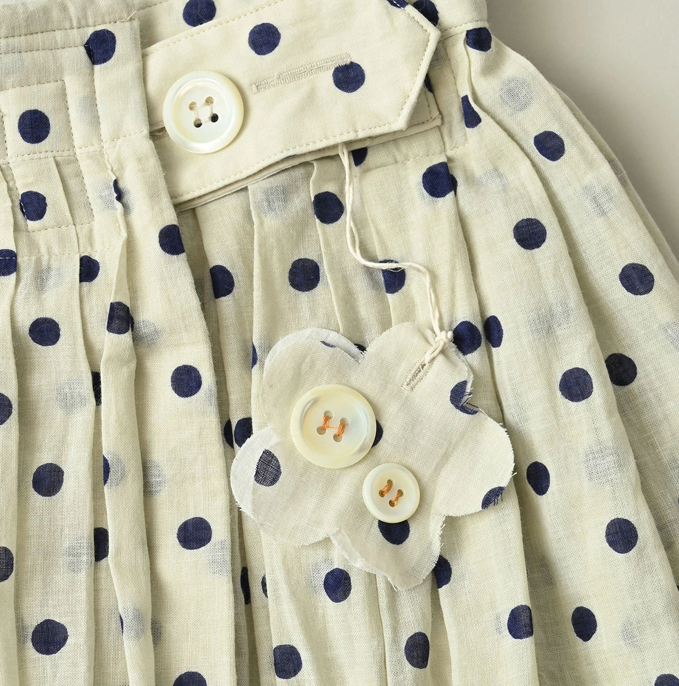 Gauze Polka Dots Print Tuck Wrap Skirt