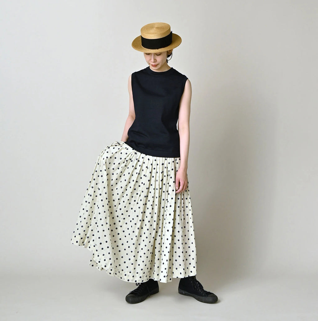Gauze Polka Dots Print Tuck Wrap Skirt