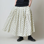 Gauze Polka Dots Print Tuck Wrap Skirt