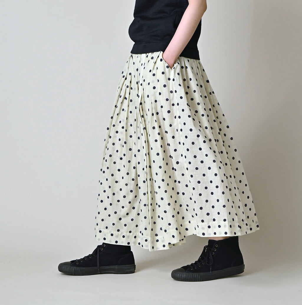 Gauze Polka Dots Print Tuck Wrap Skirt
