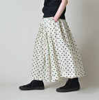 Gauze Polka Dots Print Tuck Wrap Skirt