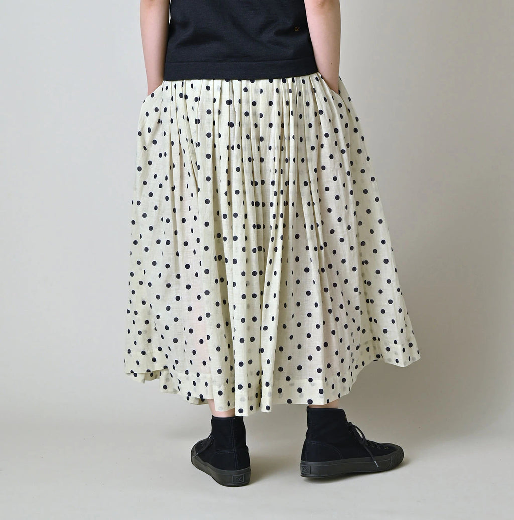 Gauze Polka Dots Print Tuck Wrap Skirt
