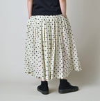 Gauze Polka Dots Print Tuck Wrap Skirt