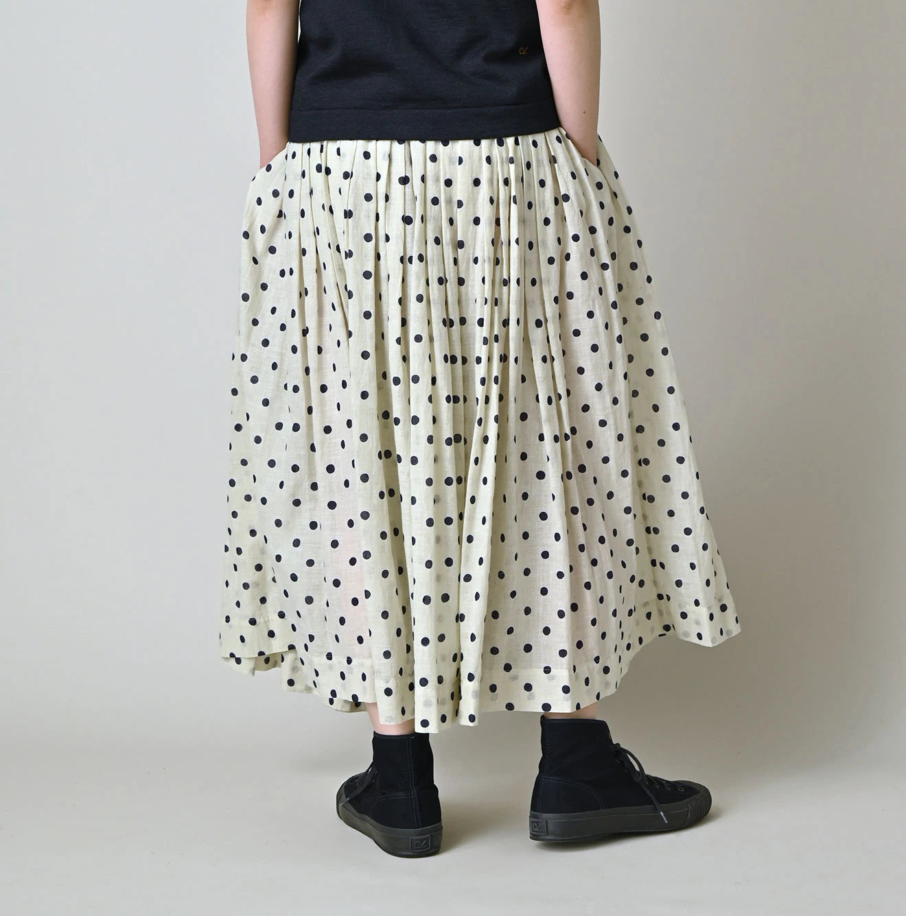 Gauze Polka Dots Print Tuck Wrap Skirt