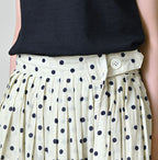 Gauze Polka Dots Print Tuck Wrap Skirt