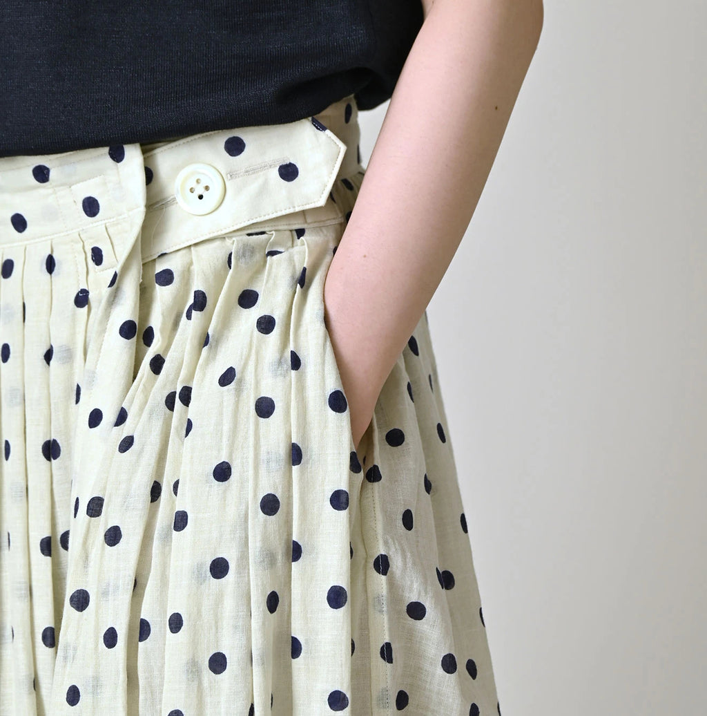 Gauze Polka Dots Print Tuck Wrap Skirt