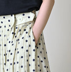 Gauze Polka Dots Print Tuck Wrap Skirt