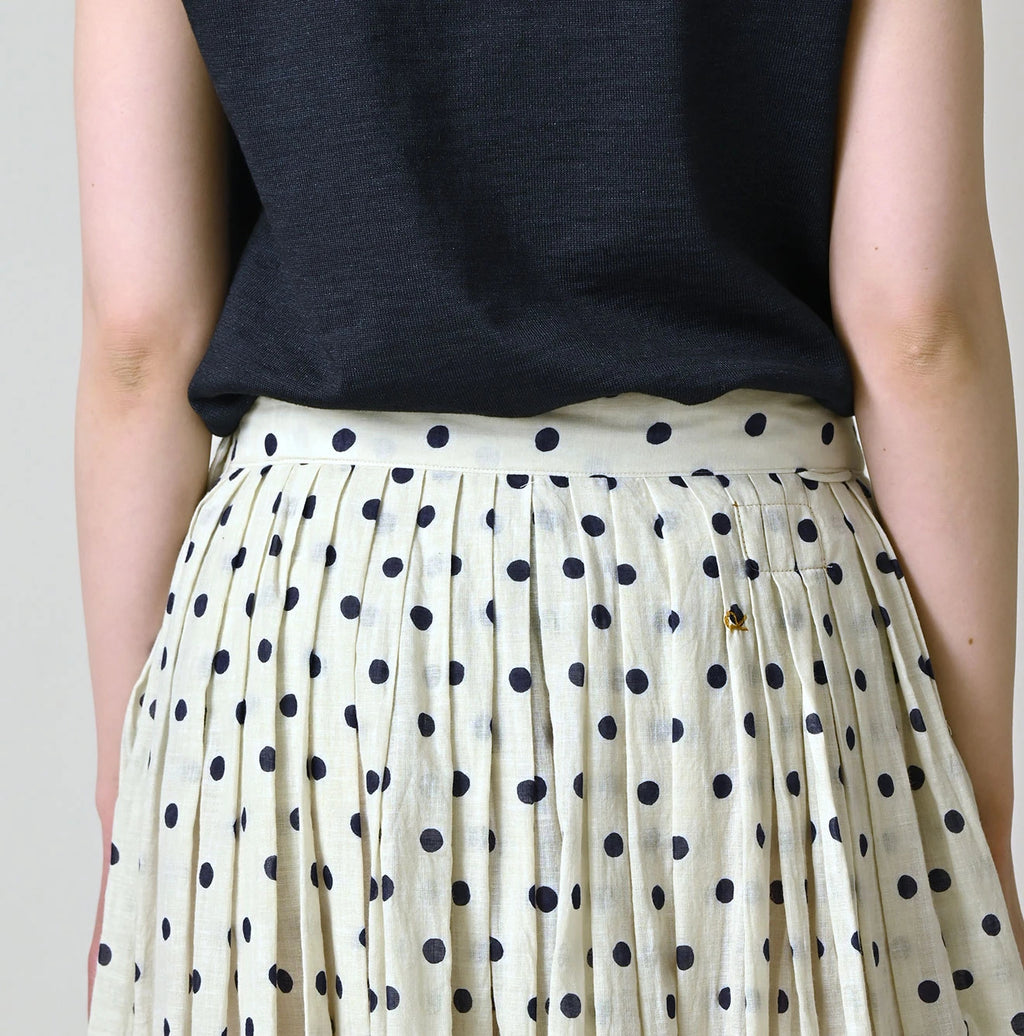Gauze Polka Dots Print Tuck Wrap Skirt