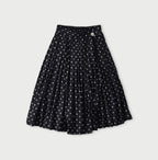 Indigo Gauze Polka Dots Print Tuck Wrap Skirt