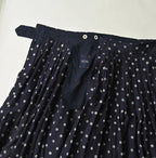 Indigo Gauze Polka Dots Print Tuck Wrap Skirt