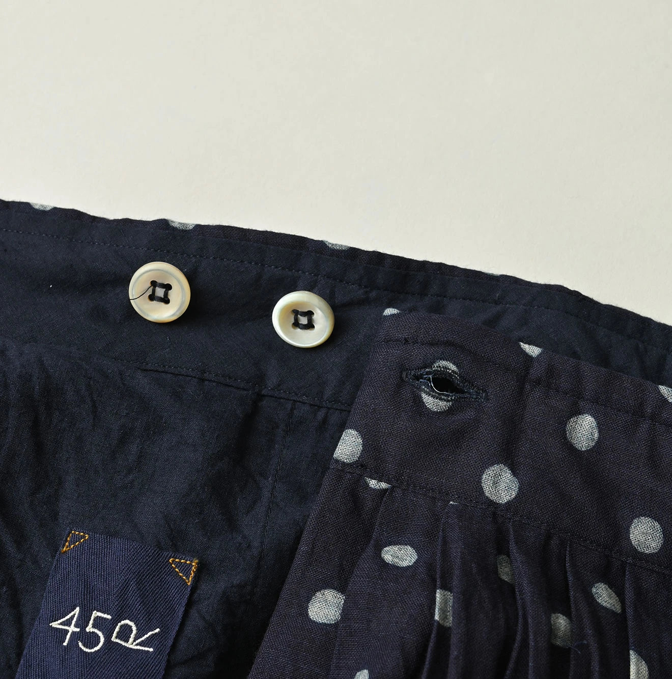 Indigo Gauze Polka Dots Print Tuck Wrap Skirt