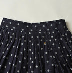 Indigo Gauze Polka Dots Print Tuck Wrap Skirt
