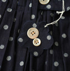 Indigo Gauze Polka Dots Print Tuck Wrap Skirt