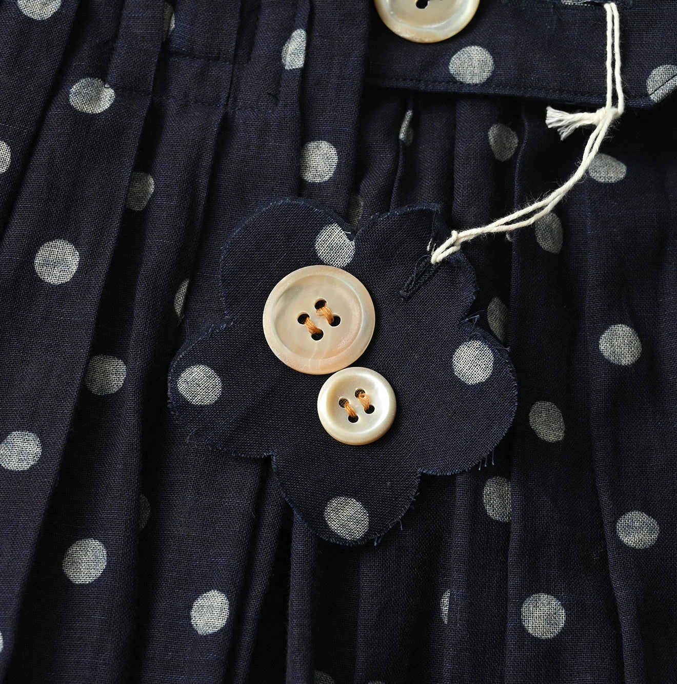 Indigo Gauze Polka Dots Print Tuck Wrap Skirt