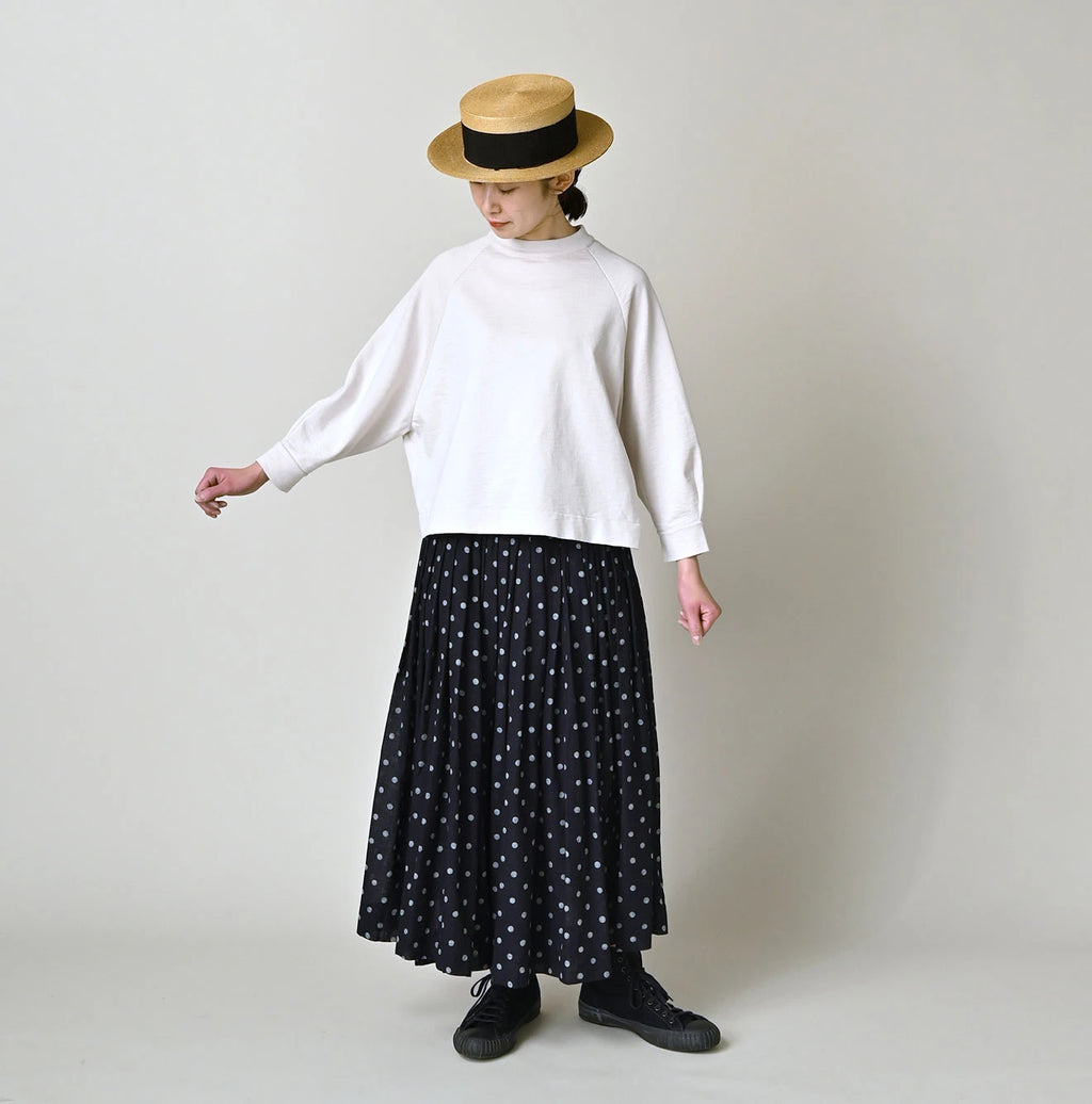 Indigo Gauze Polka Dots Print Tuck Wrap Skirt