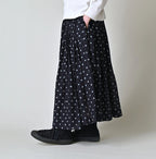 Indigo Gauze Polka Dots Print Tuck Wrap Skirt