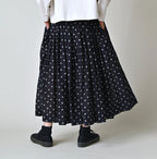 Indigo Gauze Polka Dots Print Tuck Wrap Skirt
