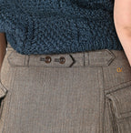 Indigo Mini Herringbone Cotton Tweed Work Flare Skirt Detail
