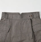 Indigo Mini Herringbone Cotton Tweed Work Flare Skirt Detail