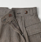 Indigo Mini Herringbone Cotton Tweed Work Flare Skirt Detail