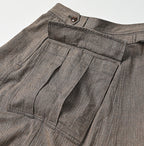 Indigo Mini Herringbone Cotton Tweed Work Flare Skirt Detail