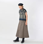 Indigo Mini Herringbone Cotton Tweed Work Flare Skirt Female Model
