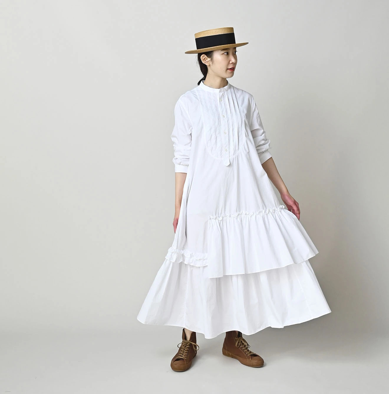Broadcloth Tiered Shirt Dress