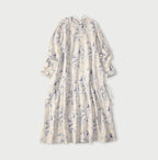 Linen Breezy Campanula Print Pintuck Dress