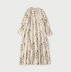 Linen Breezy Campanula Print Pintuck Dress