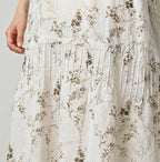 Linen Breezy Campanula Print Pintuck Dress