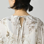 Linen Breezy Campanula Print Pintuck Dress