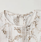 Linen Breezy Campanula Print Pintuck Dress