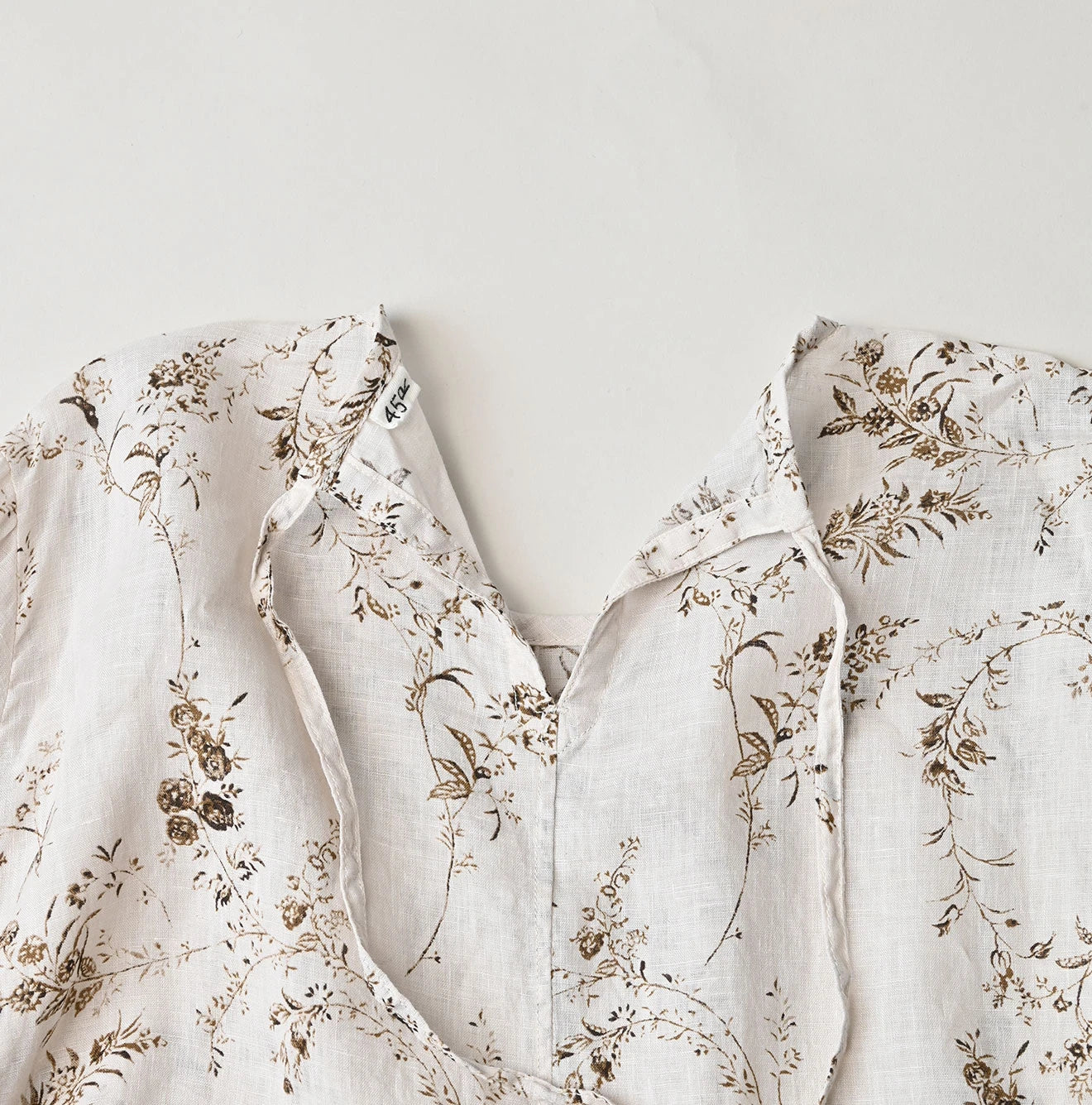Linen Breezy Campanula Print Pintuck Dress
