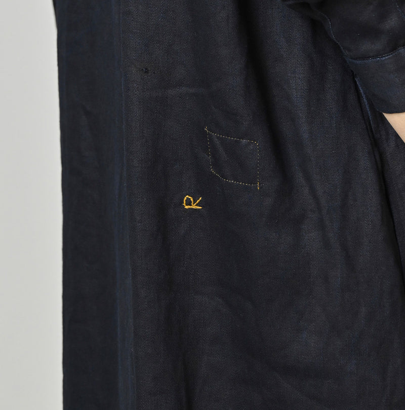 Indigo Linen Sateen Sailor Dress