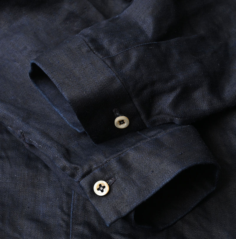 Indigo Linen Sateen Sailor Dress