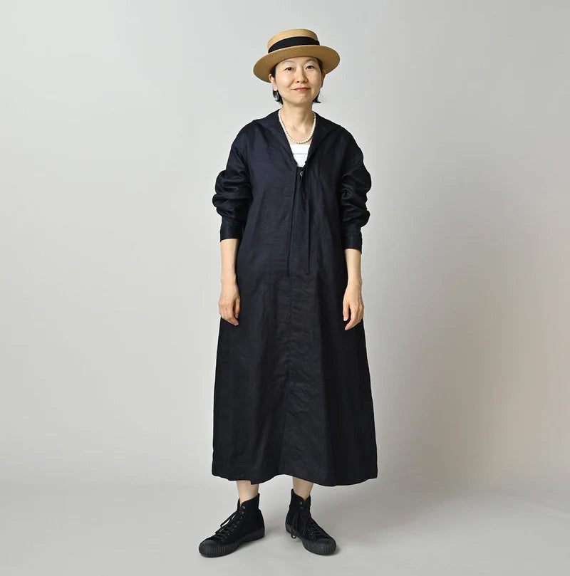 Indigo Linen Sateen Sailor Dress