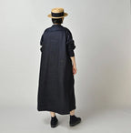Indigo Linen Sateen Sailor Dress