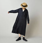 Indigo Linen Sateen Sailor Dress
