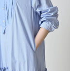 Broadcloth Mix Tiered Shirt Dress