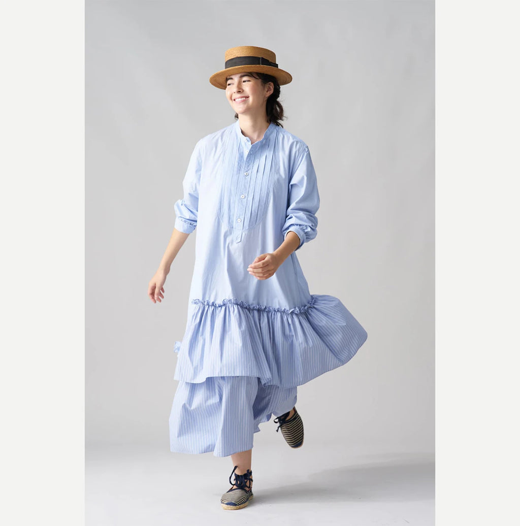 Broadcloth Mix Tiered Shirt Dress