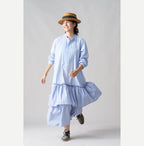 Broadcloth Mix Tiered Shirt Dress
