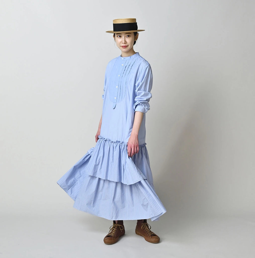 Broadcloth Mix Tiered Shirt Dress